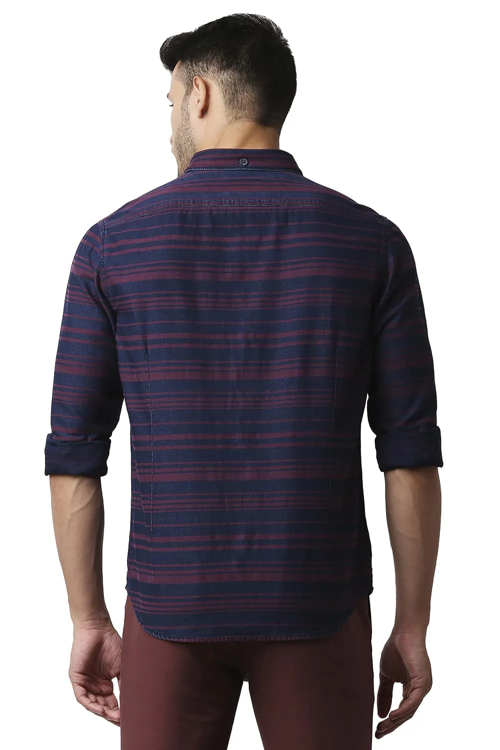 Slim Fit Indigo Weft Stripe Shirt