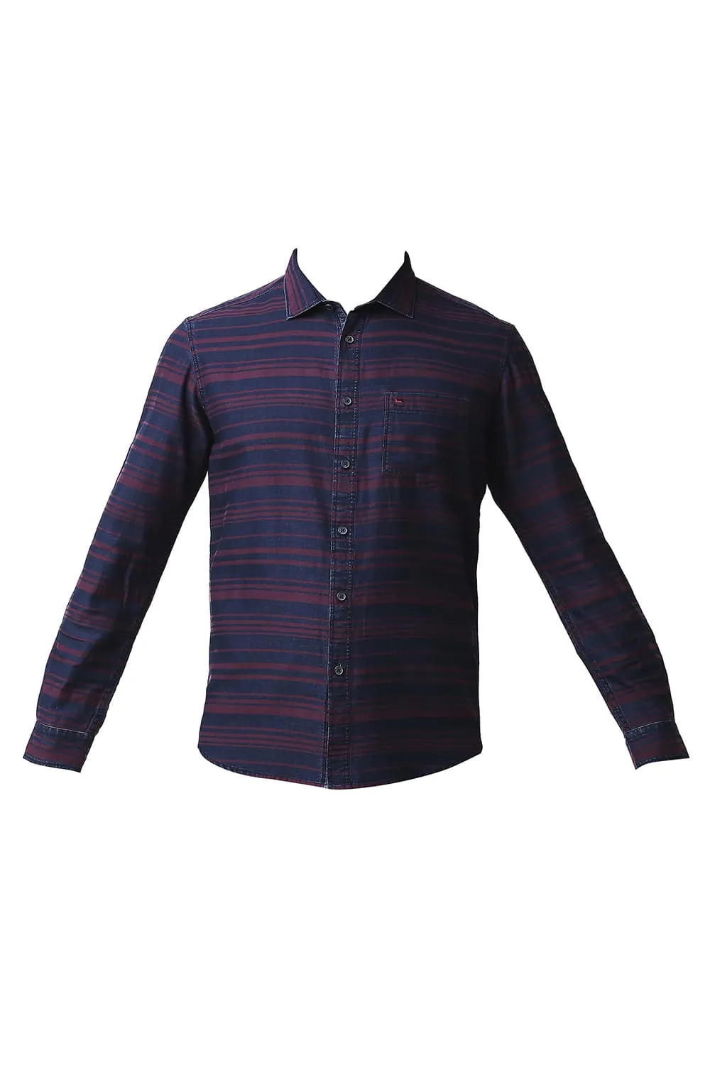 Slim Fit Indigo Weft Stripe Shirt