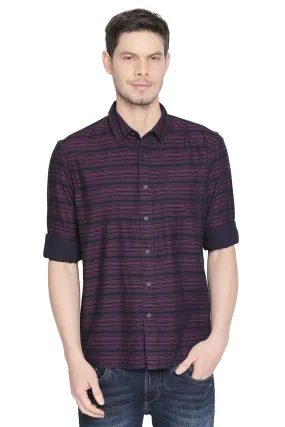 Slim Fit Twill Weft Stripes Shirt