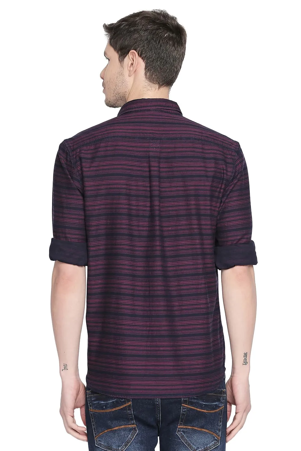 Slim Fit Twill Weft Stripes Shirt