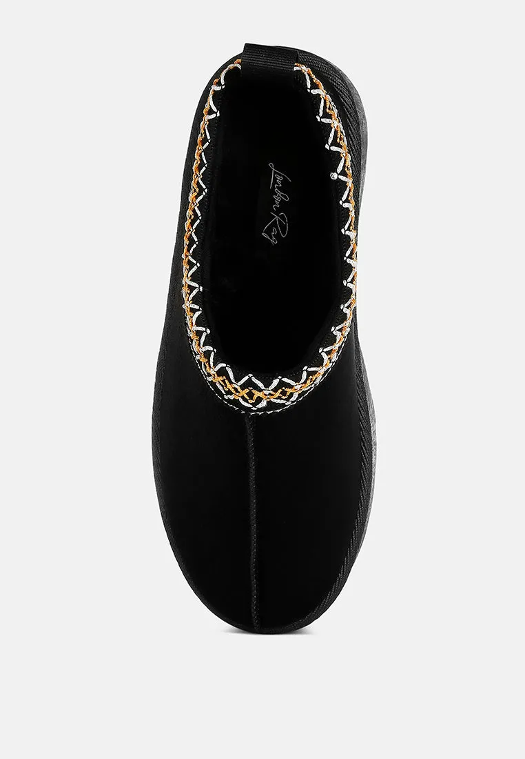 Struter Embroidered Platform Fur Classic Slip-On