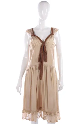 Tara Jarmon silk cream and brown dress size 12