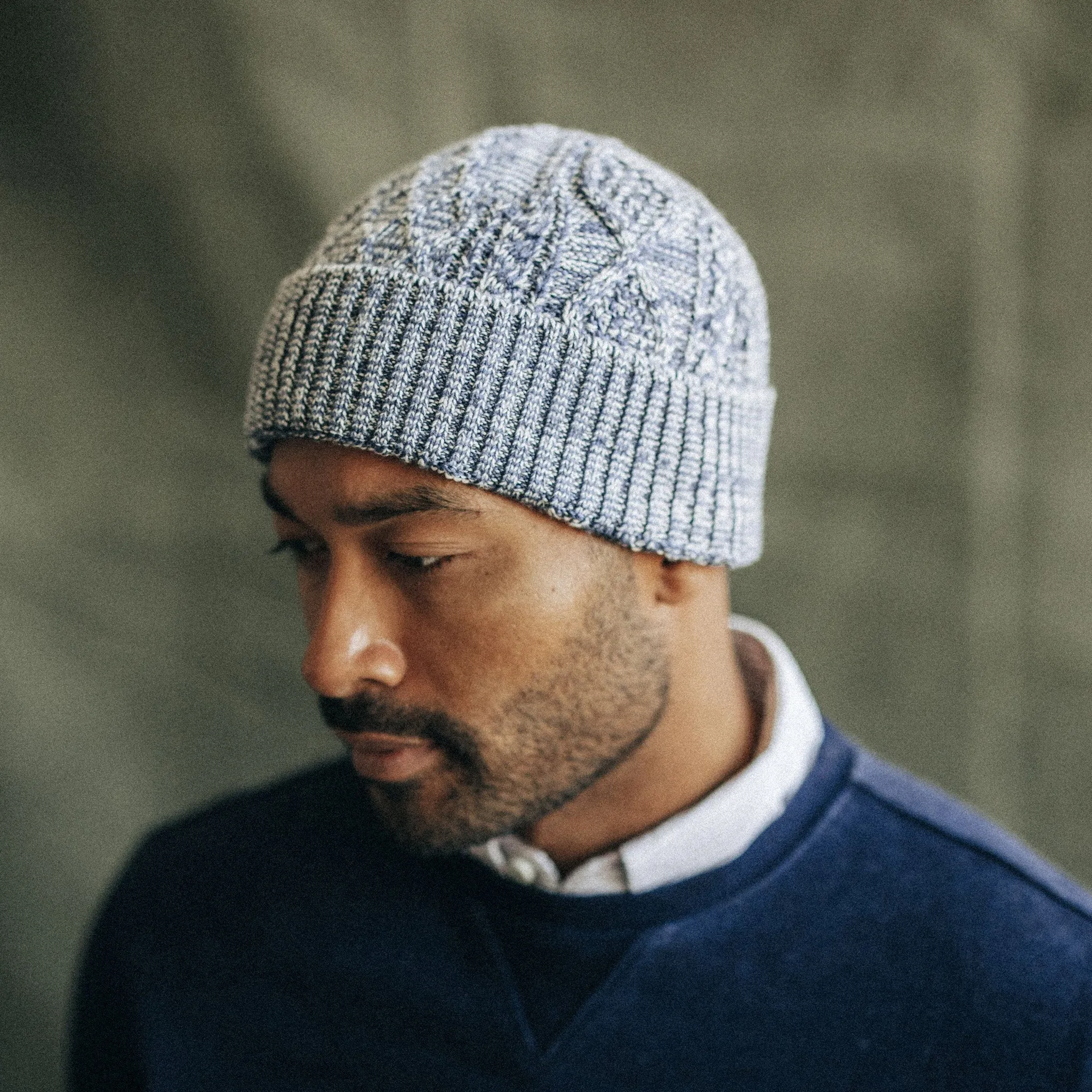 The Orr Beanie in Marled Indigo