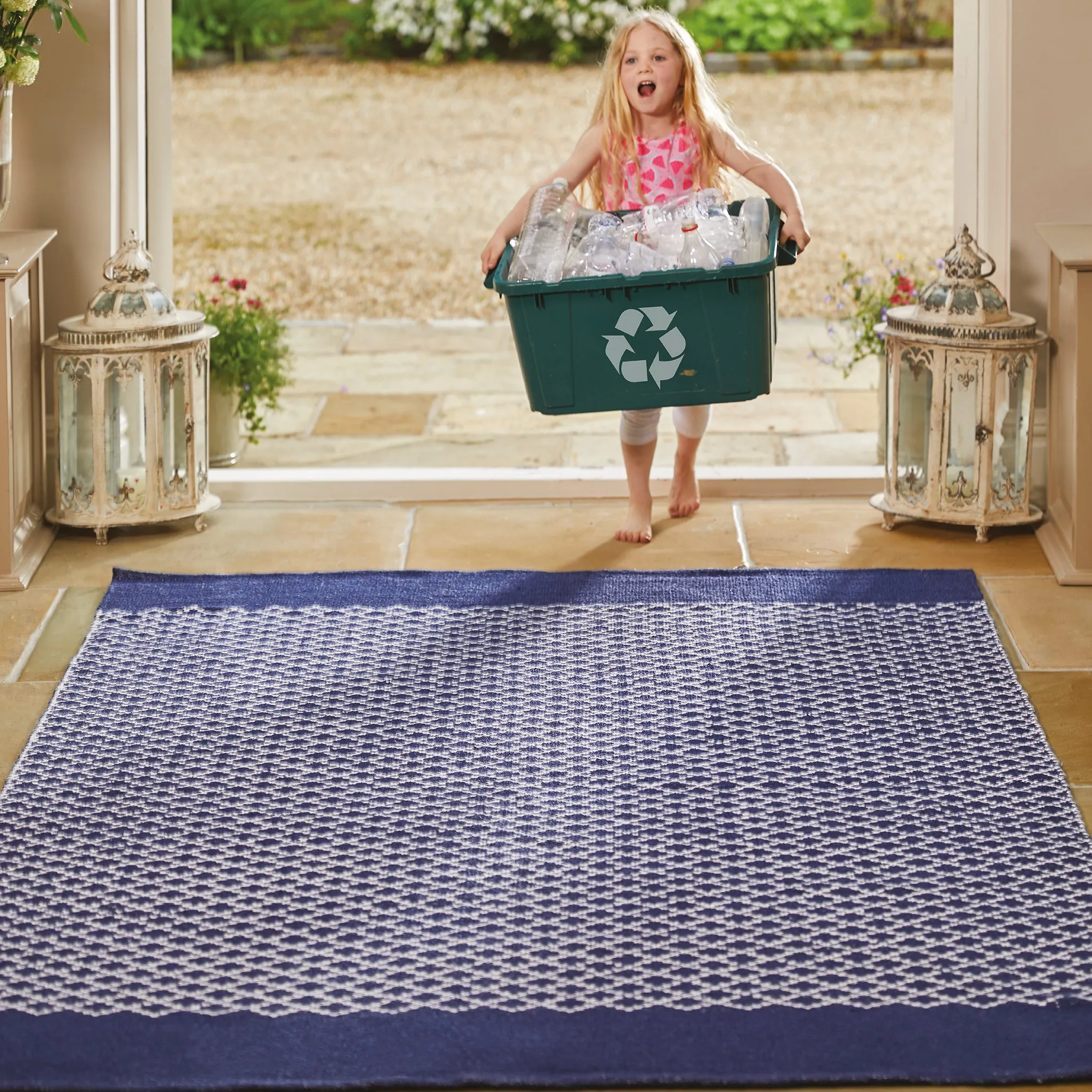 Trellis Washable Rug Navy