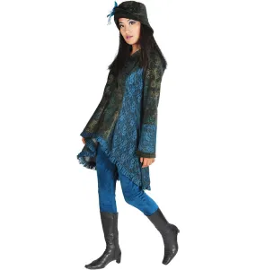 Velvet and Lace Tunic Length Victorian Jacket with Hood