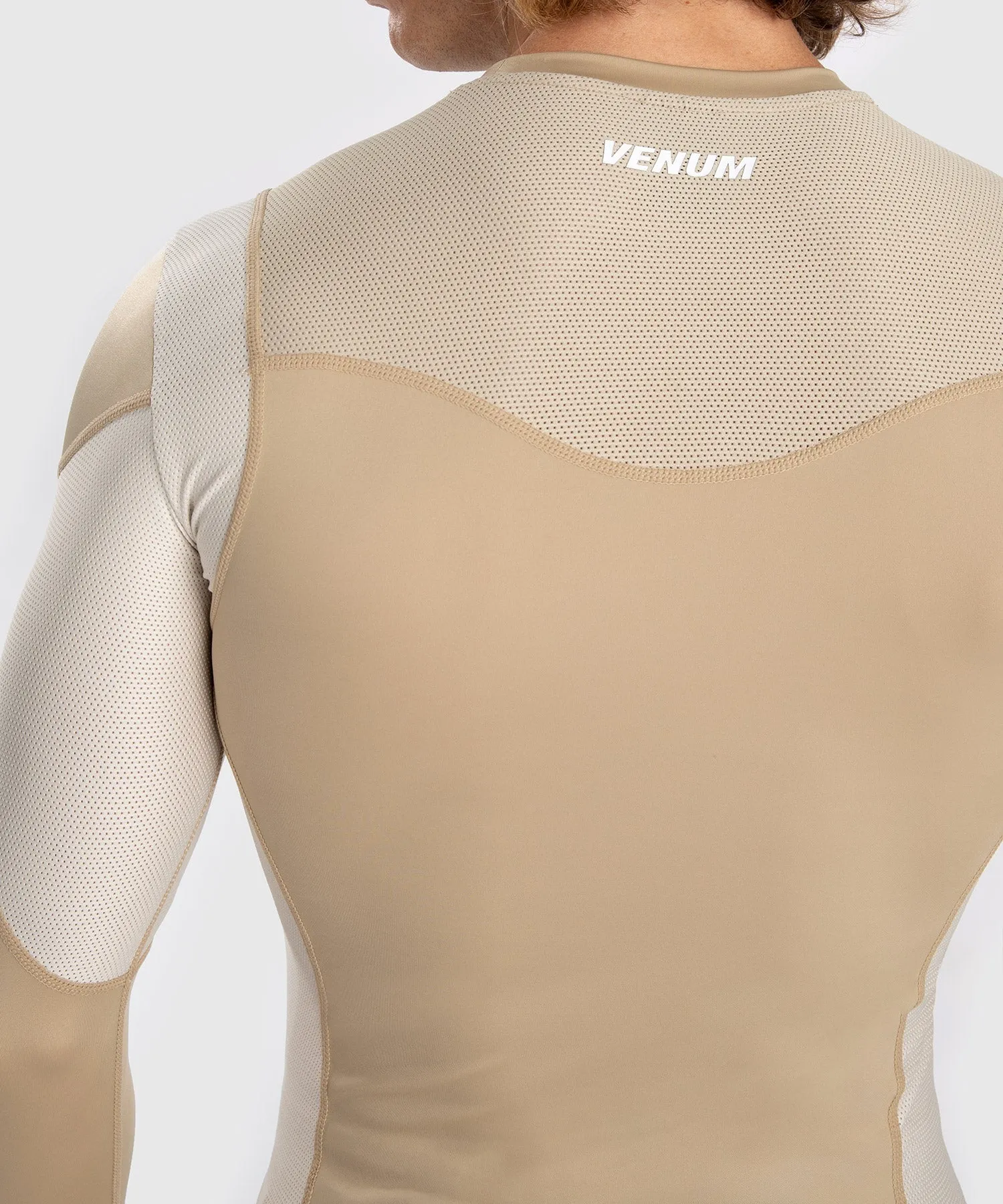 Venum Tempest Men's Long Sleeve Rashguard - Beige/Sand