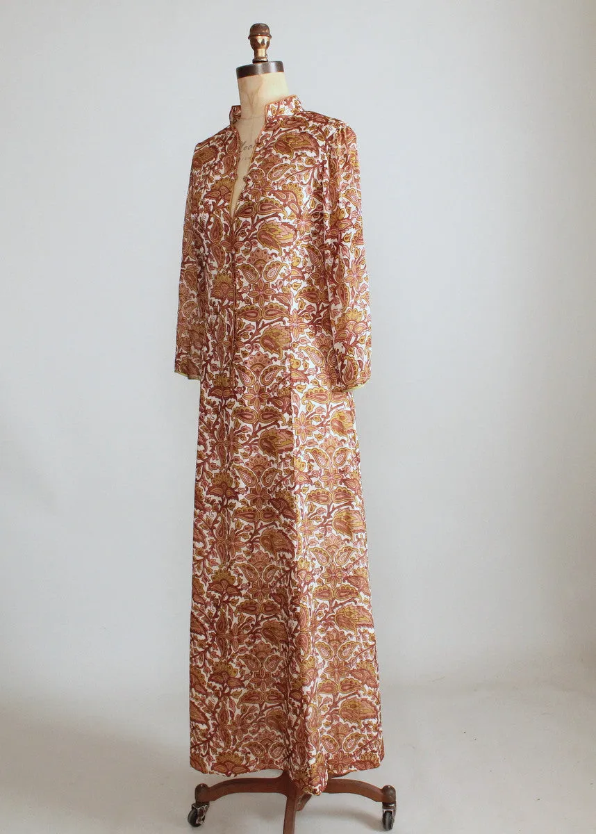 Vintage 1970s India Floral Silk Caftan