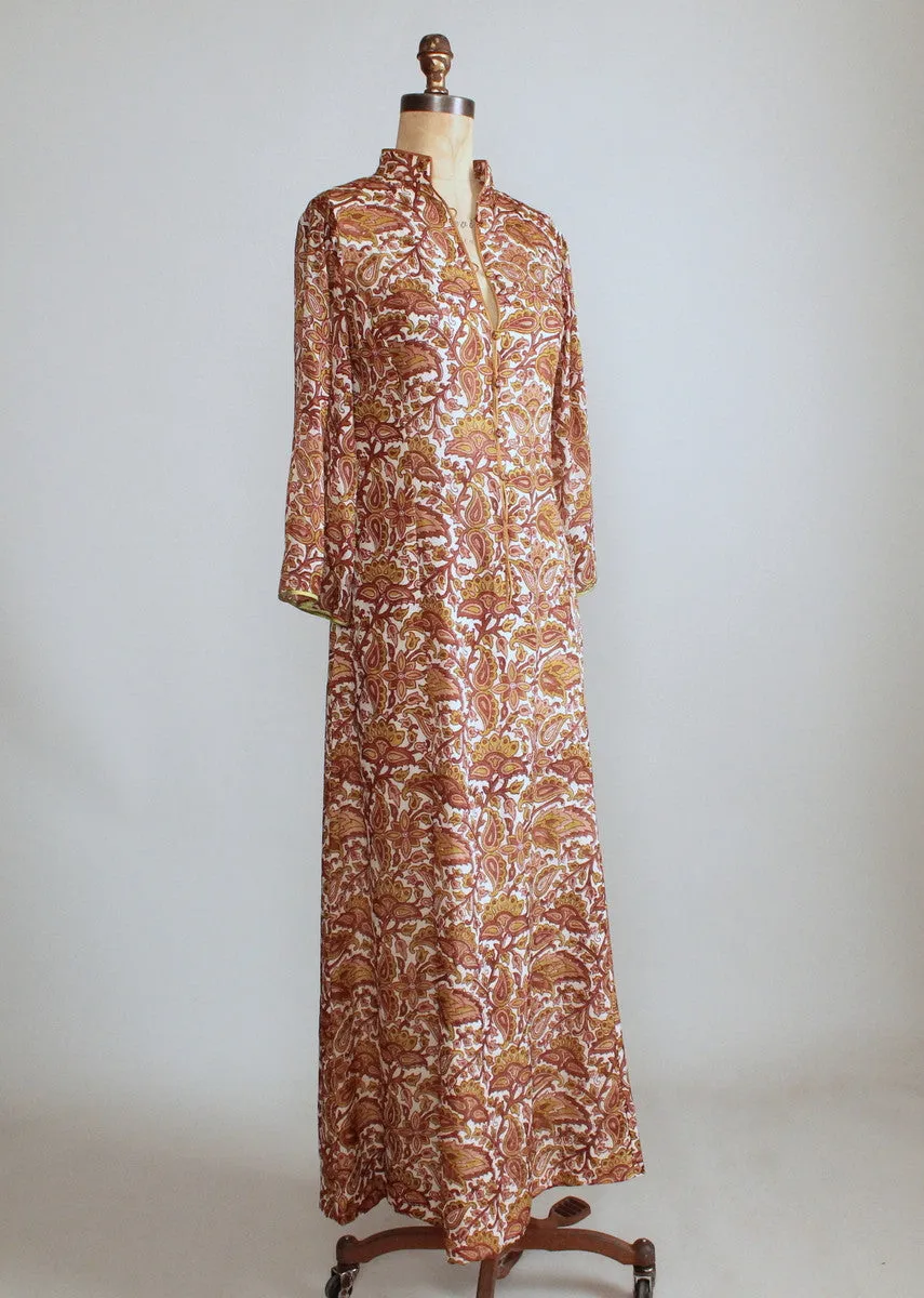 Vintage 1970s India Floral Silk Caftan