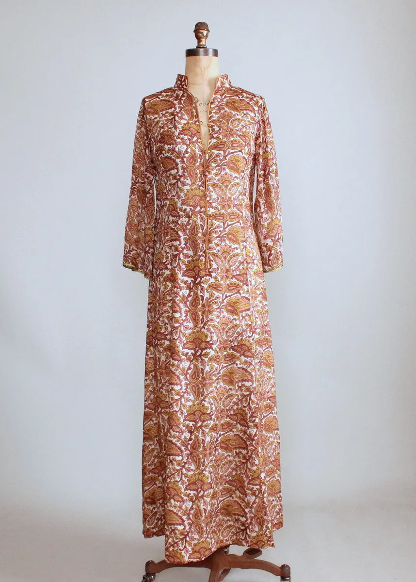 Vintage 1970s India Floral Silk Caftan