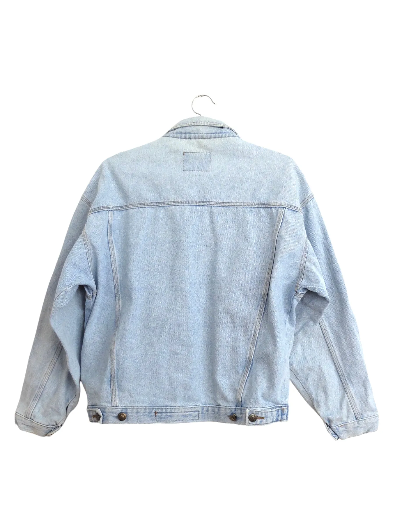 Vintage 80s Bohemian Hippie Western Light Wash Denim Collared Jean Jacket