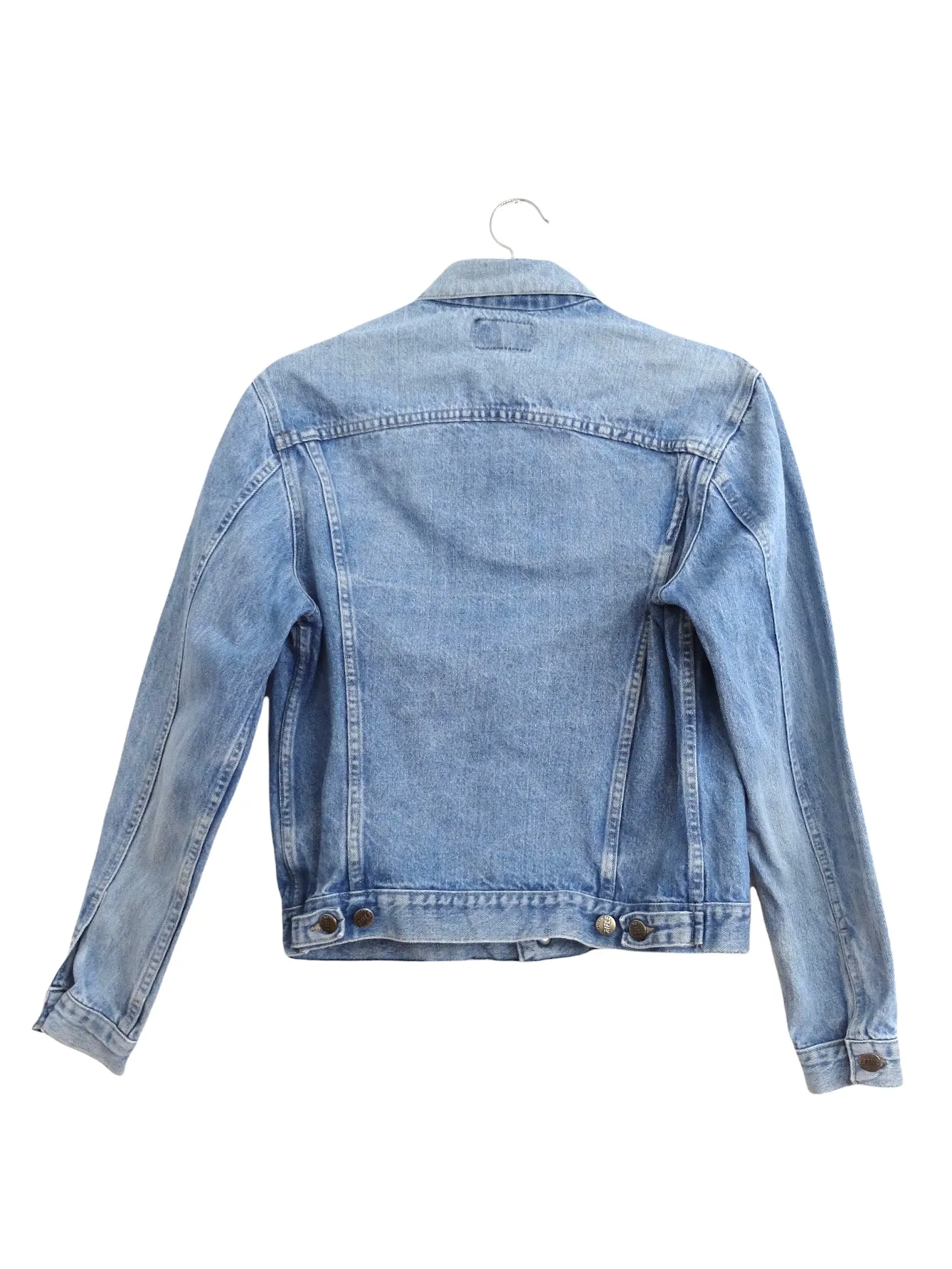 Vintage 80s Streetwear Utilitarian Bohemian Western Medium Wash Denim Collared Jean Jacket