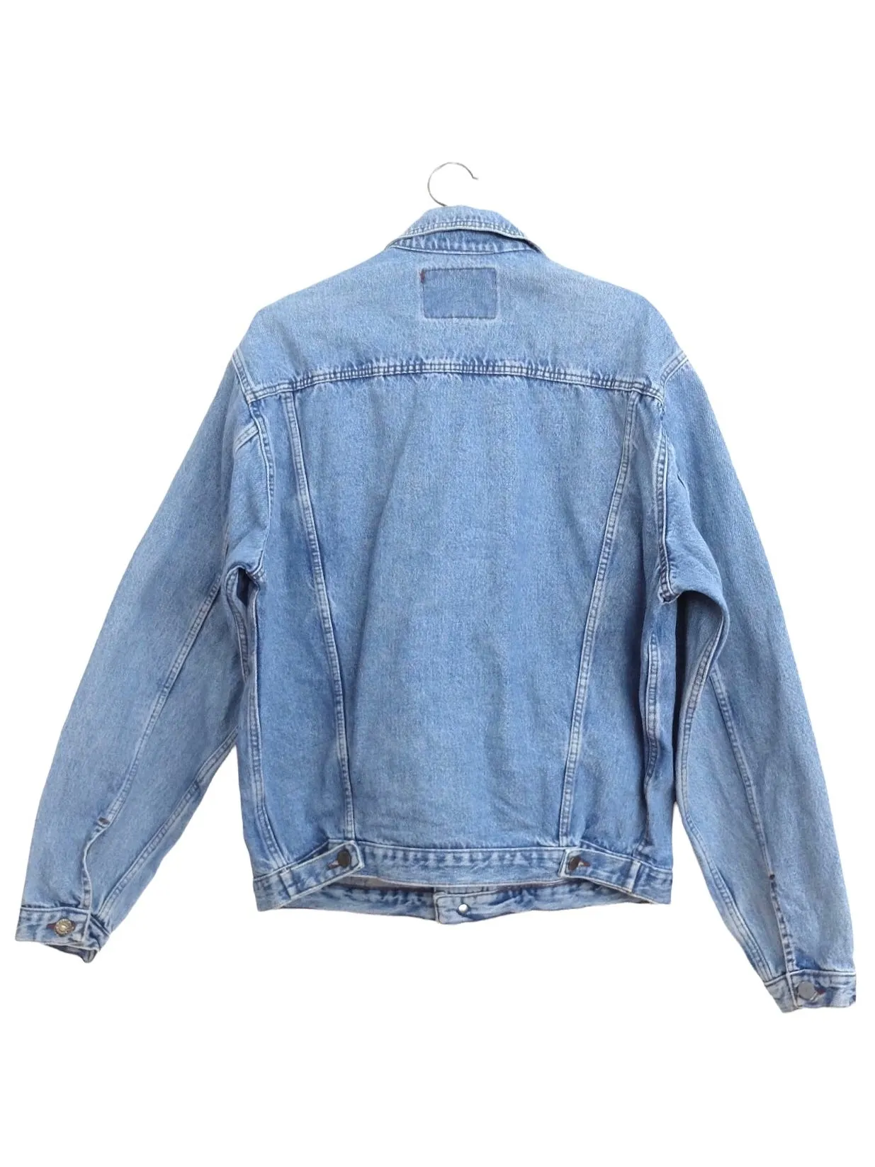 Vintage 80s Utilitarian Bohemian Grunge Medium Wash Blue Denim Jean Jacket | Men’s Size M-L | Women’s Size L-XL