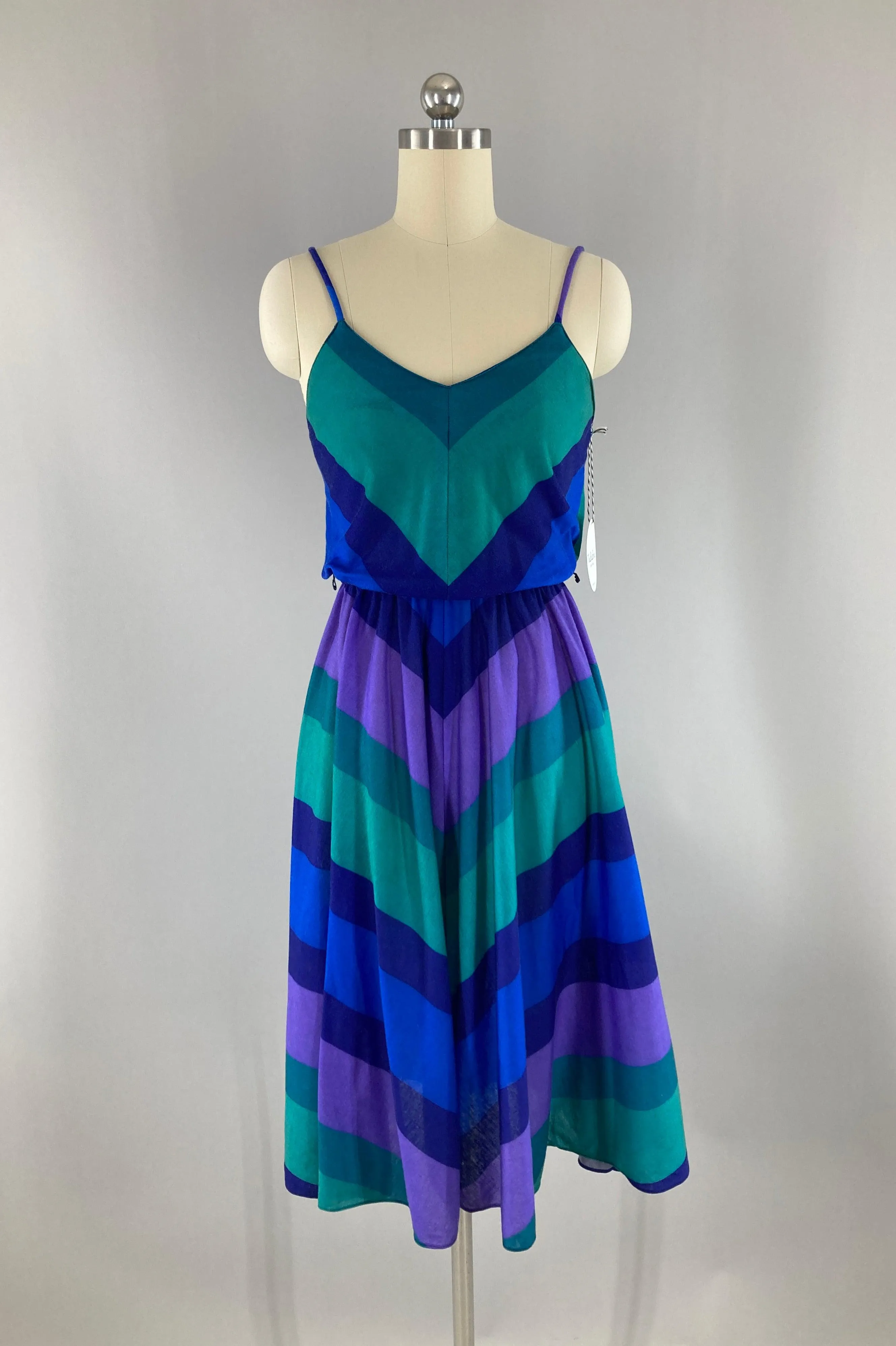 Vintage Blue Chevron Sundress