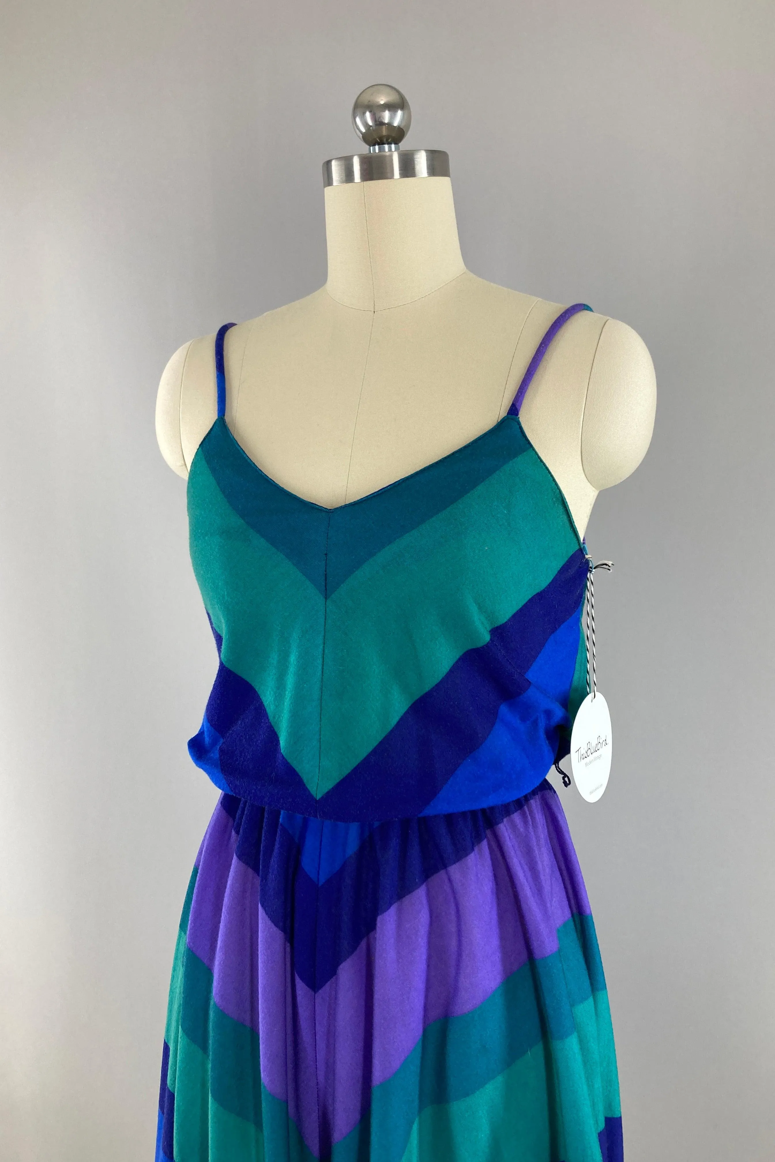 Vintage Blue Chevron Sundress