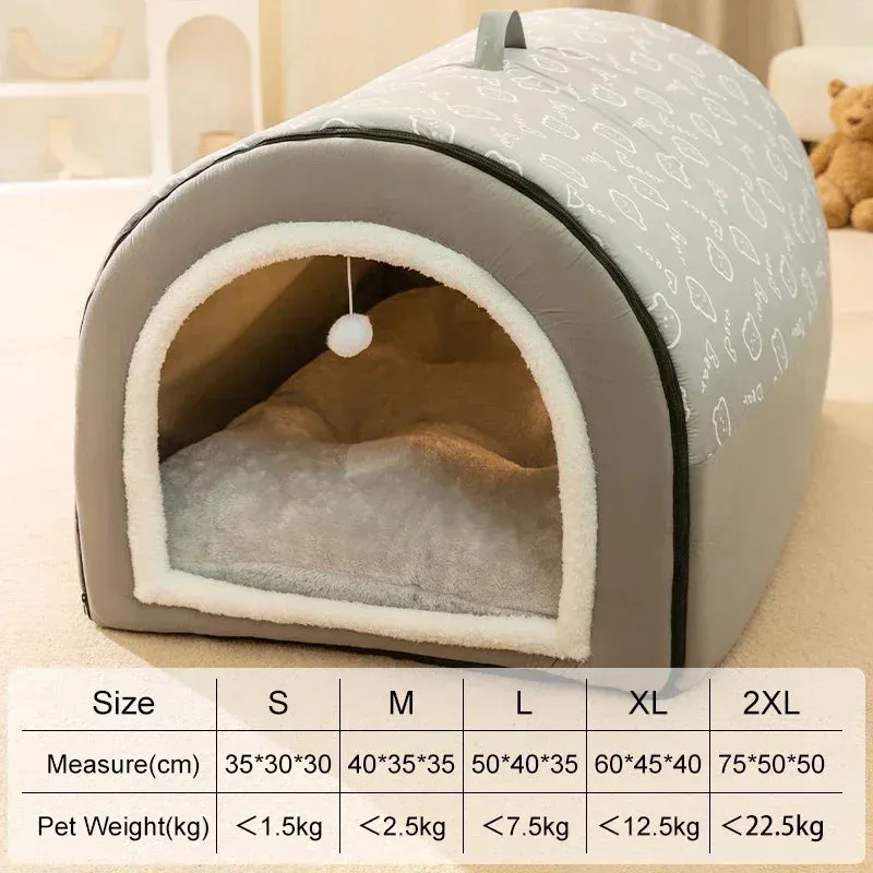 Warm Winter Dog House with Washable Mat – Cozy Shelter for Small, Medium & Large Dogs