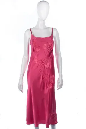 Whistles Silk Embroidered Dress Pink 100% Silk. UK Size 14