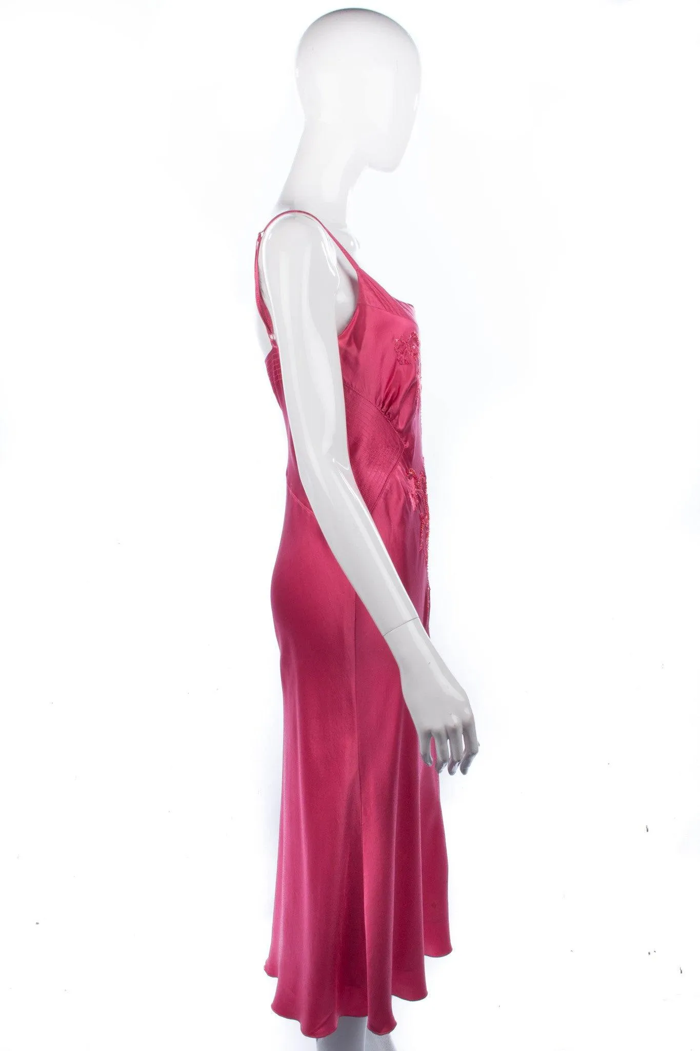 Whistles Silk Embroidered Dress Pink 100% Silk. UK Size 14