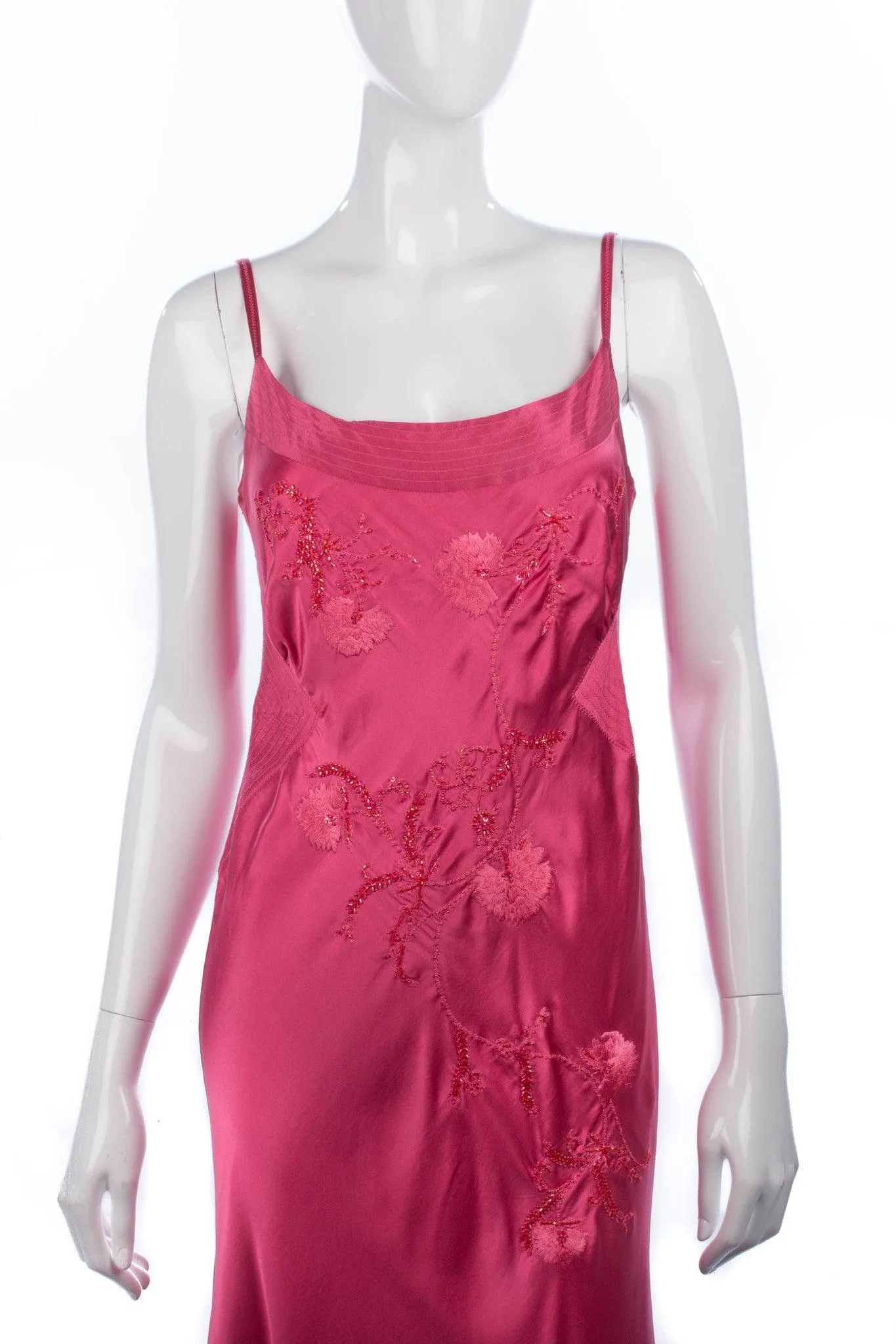 Whistles Silk Embroidered Dress Pink 100% Silk. UK Size 14