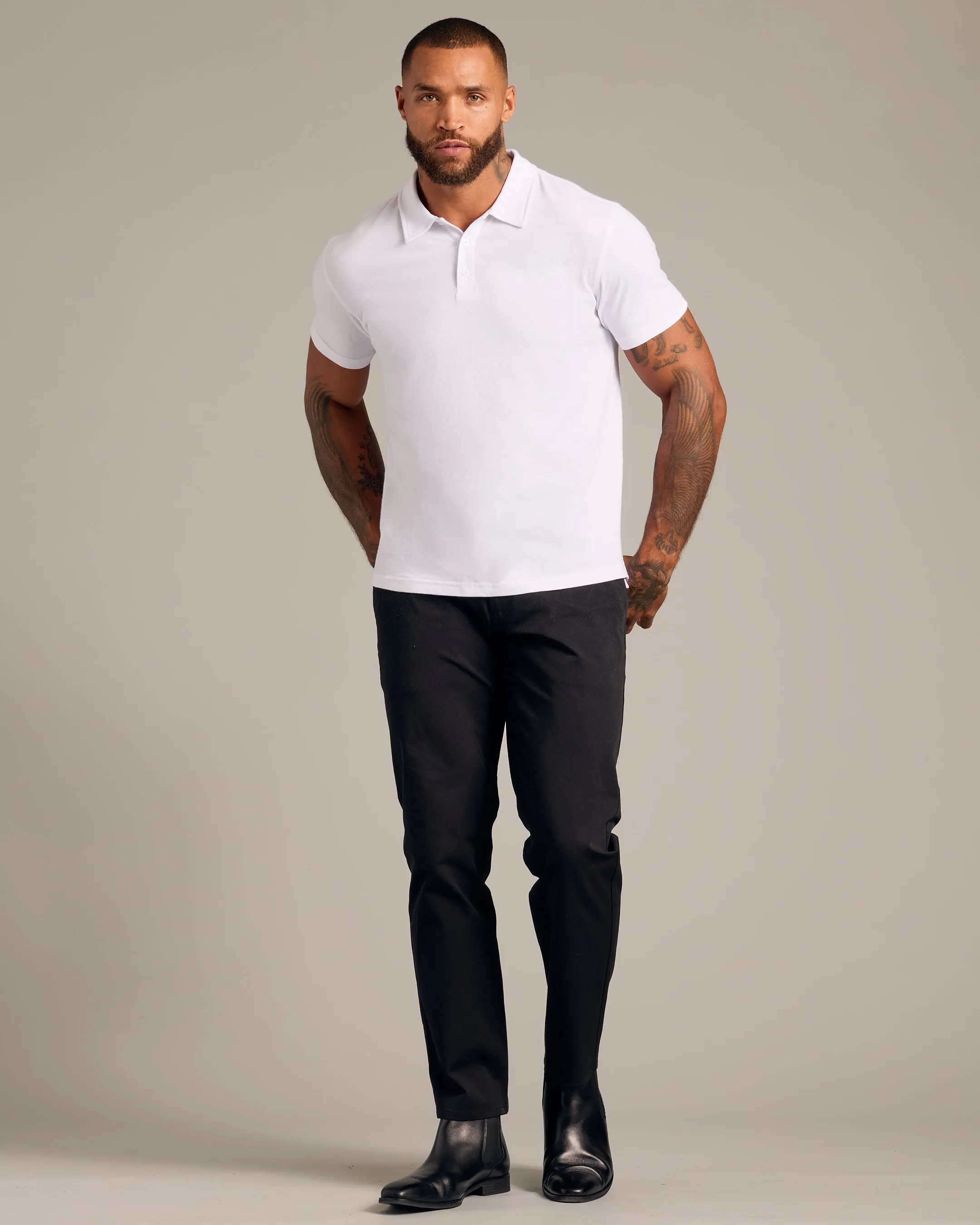 White Short Sleeve Polo