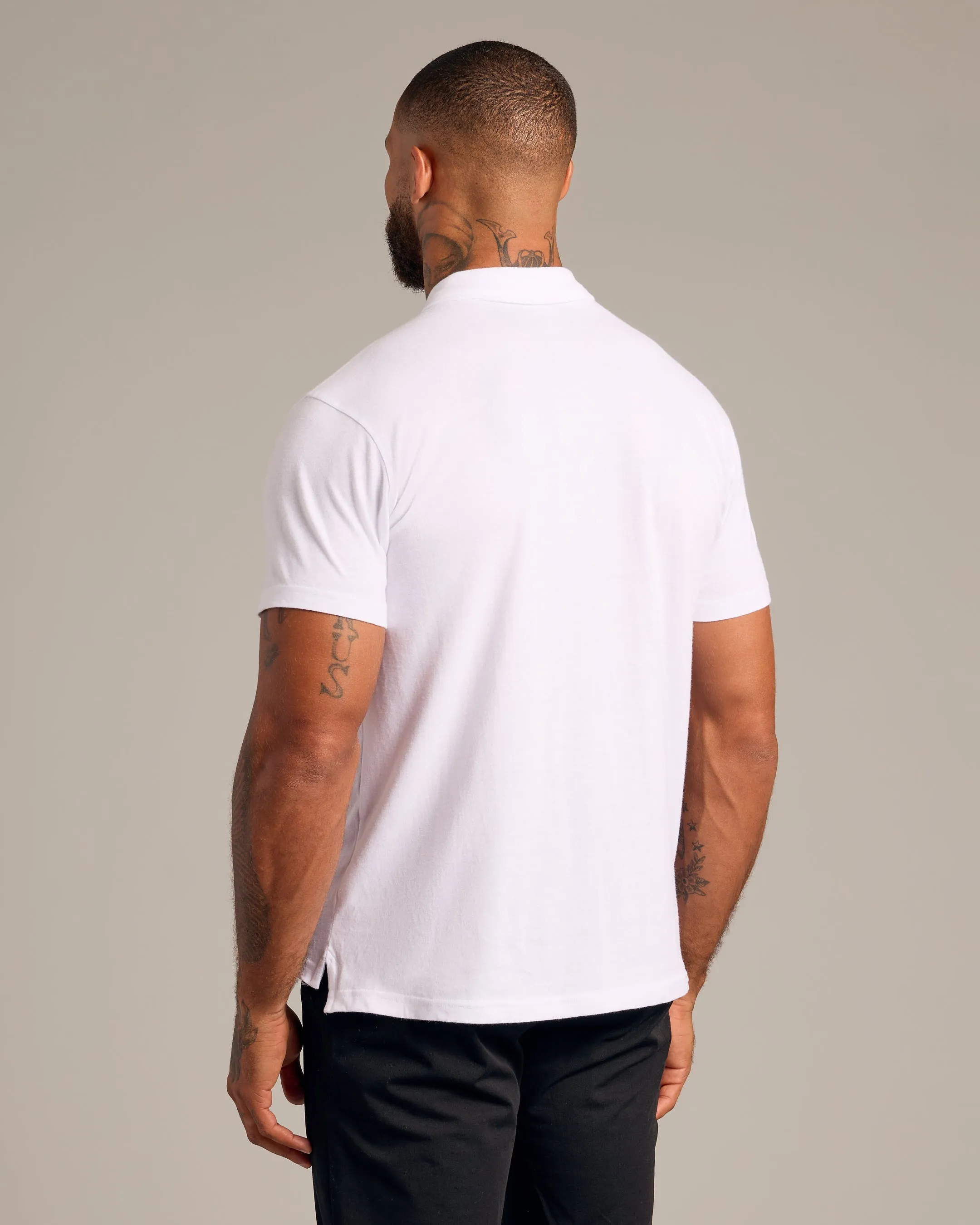 White Short Sleeve Polo