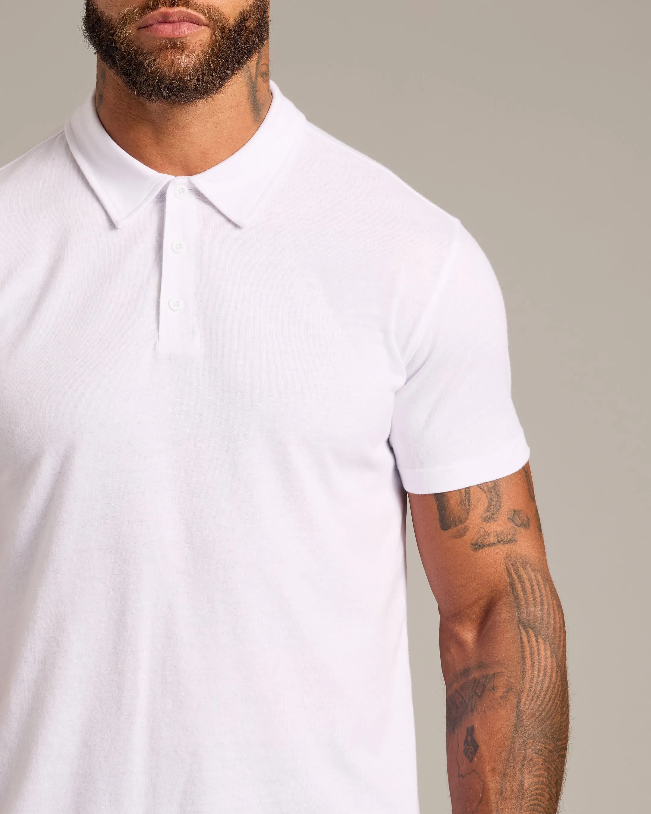 White Short Sleeve Polo