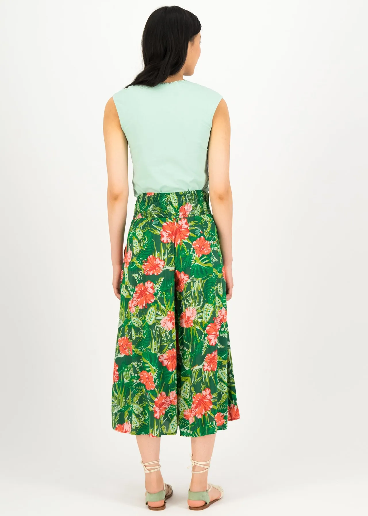 Wijdvallende groene broek | Blutsgeschwister flotte culottes jungle heat