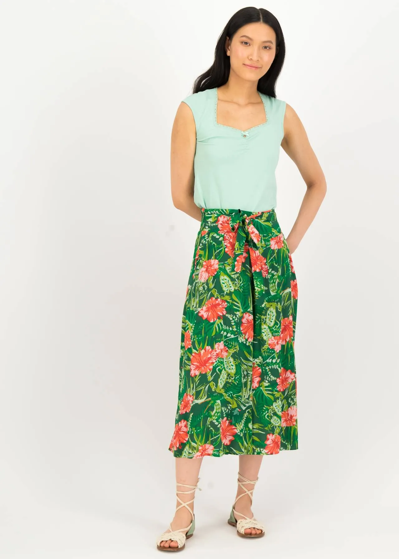 Wijdvallende groene broek | Blutsgeschwister flotte culottes jungle heat