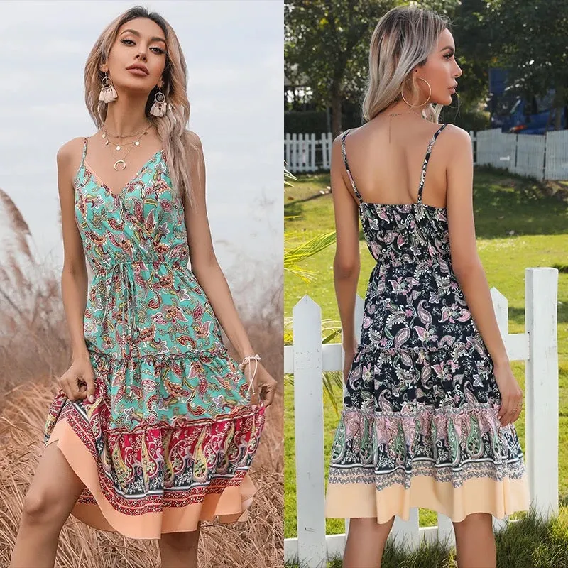 WOMEN CLOTHES SEXY FLORAL BEACH SLIP DRESSES FOR LADIES