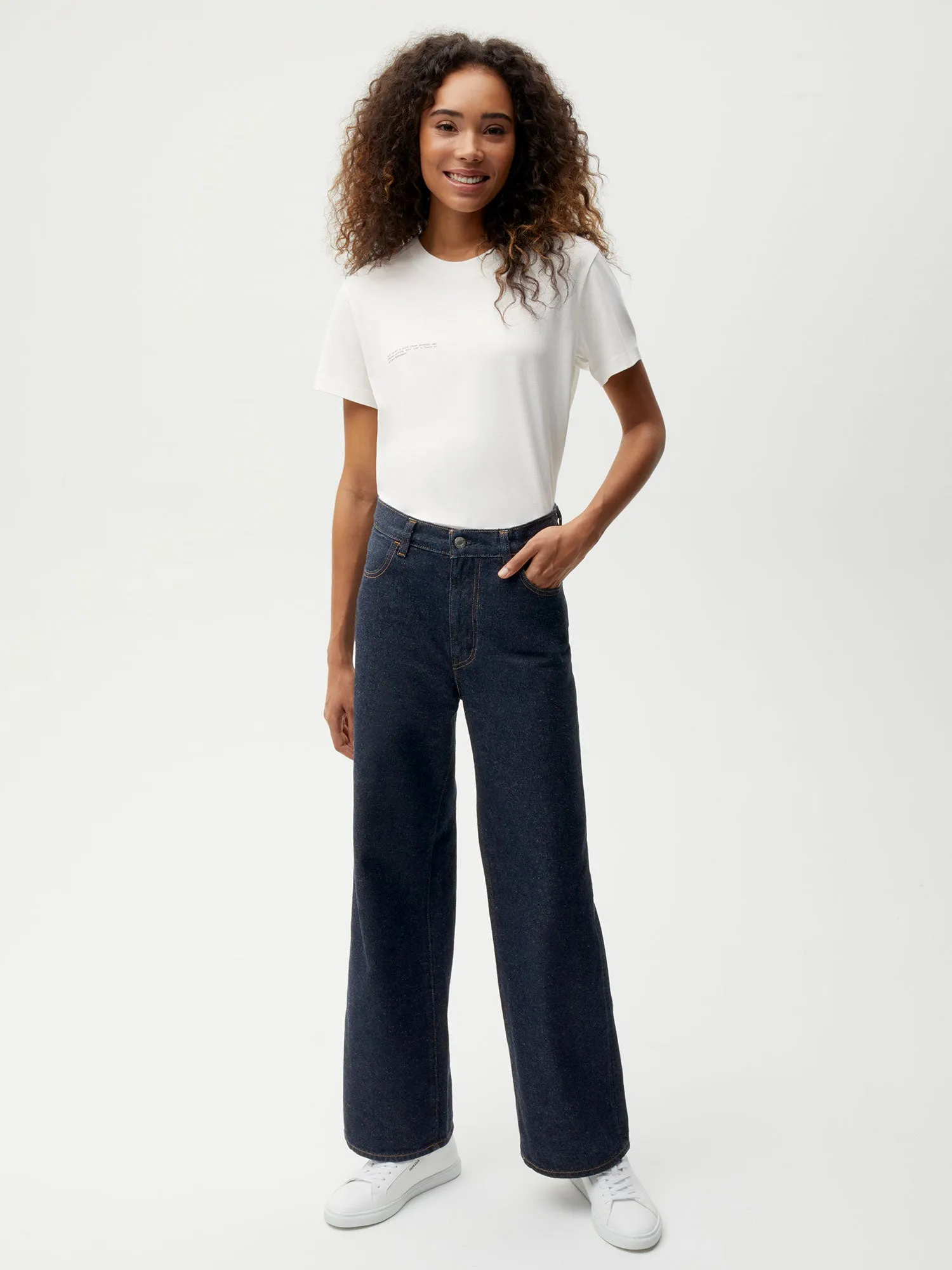 Women’s Hemp Denim High-Rise Wide leg Jeans—rinse wash