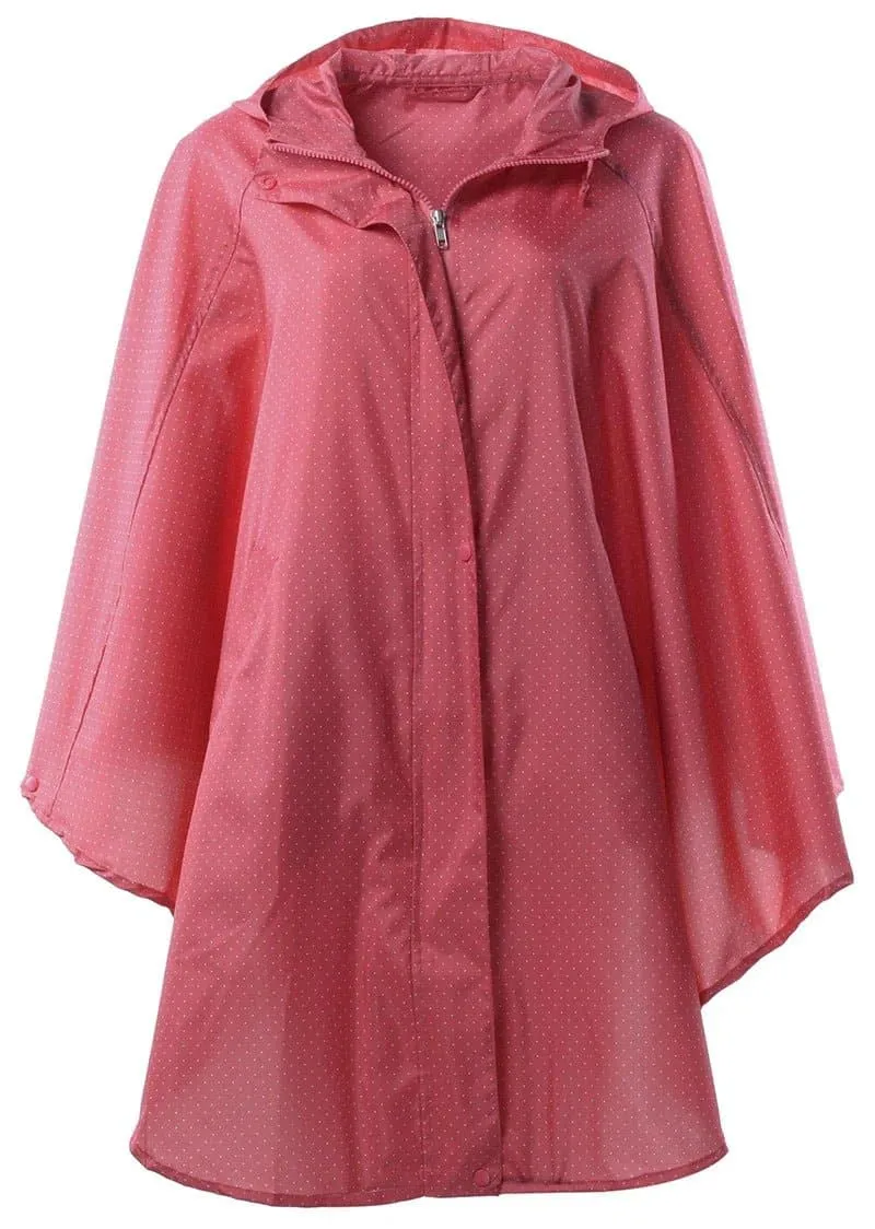 Women's Pongee Rain Poncho for Hiking and Outdoor Activities