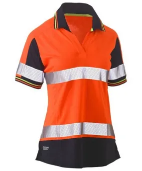 Womens Short Sleeve Taped, 2 Tone, Hi Vis, V-Neck Polo