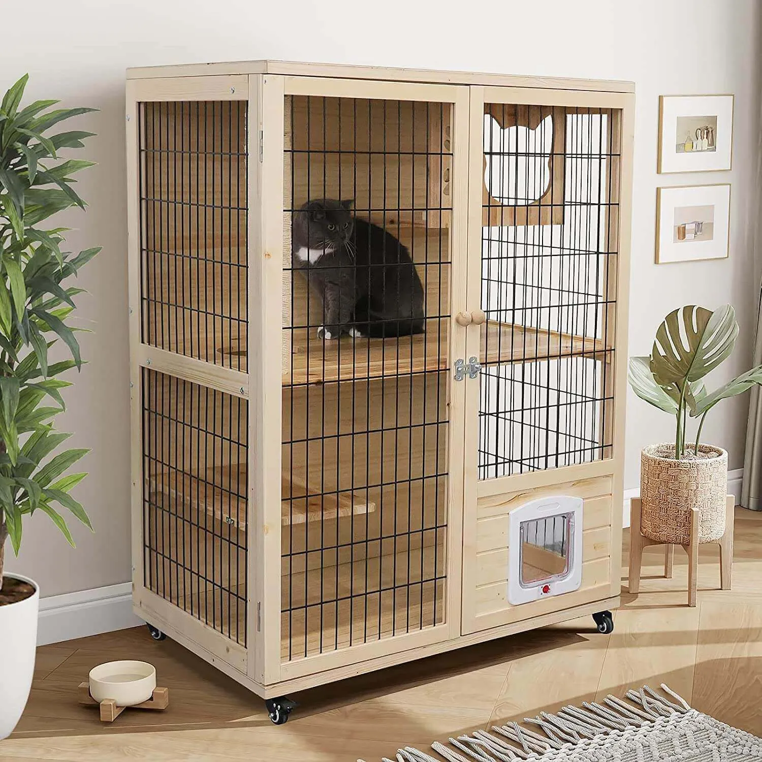 Wooden Cat House with Scratching Post PF0506